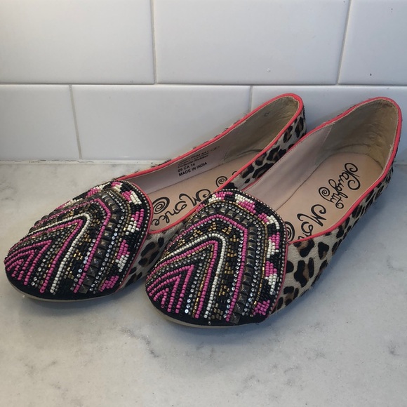 naughty monkey Shoes - Leopard and beaded flats